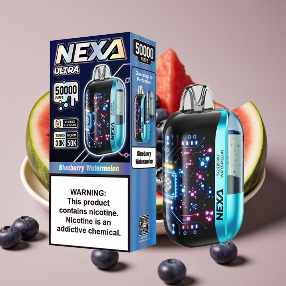 NEXA Ultra 50K Disposable Vape Anguria Mirtillo 50000 Puff Display Curvo Ricarica USB-C