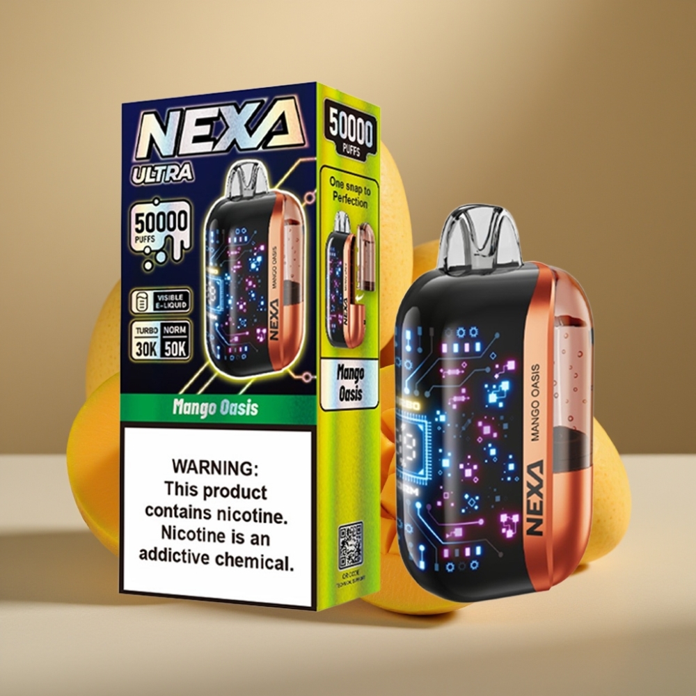 NEXA Ultra 50K Disposable Vape Mango Oasi 20ml 5 Nicotina Schermo 3D