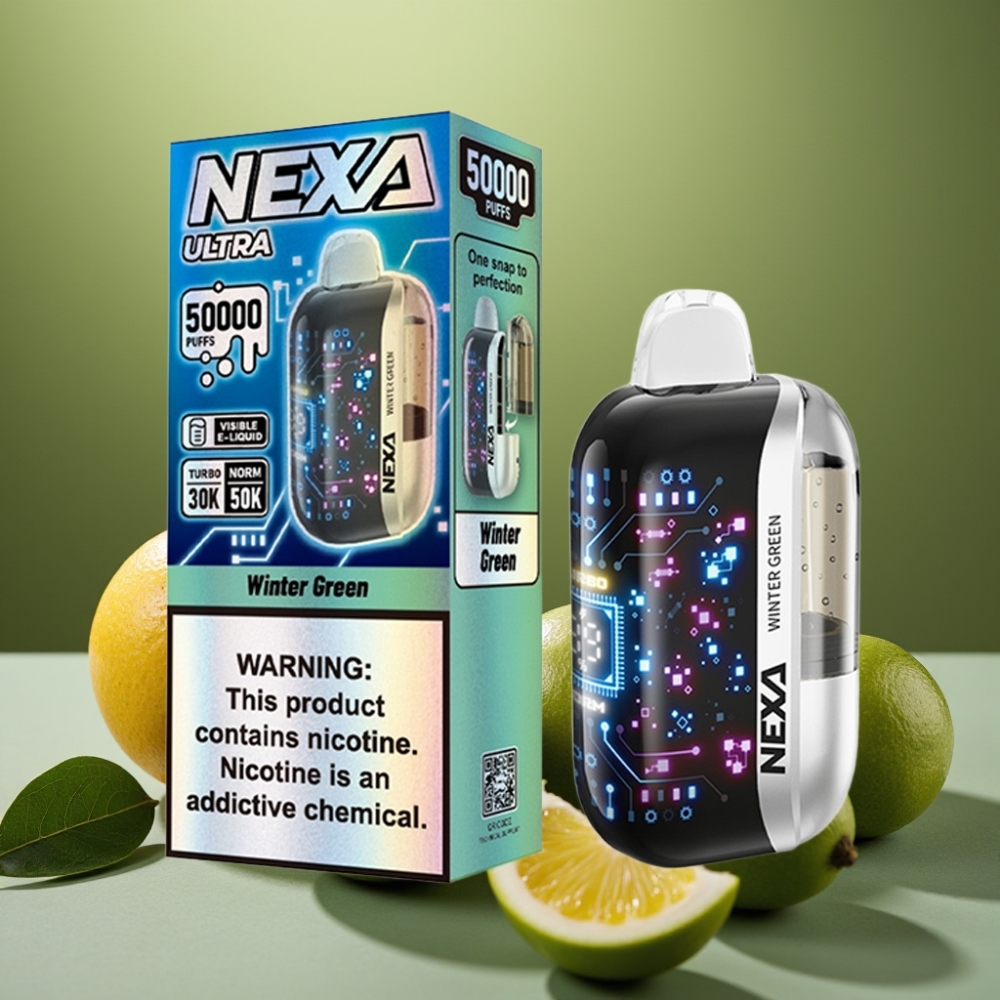 NEXA Ultra 50K Disposable Vape Verde Invernale 20ml 5 Nicotina 09ohm Dual Mesh