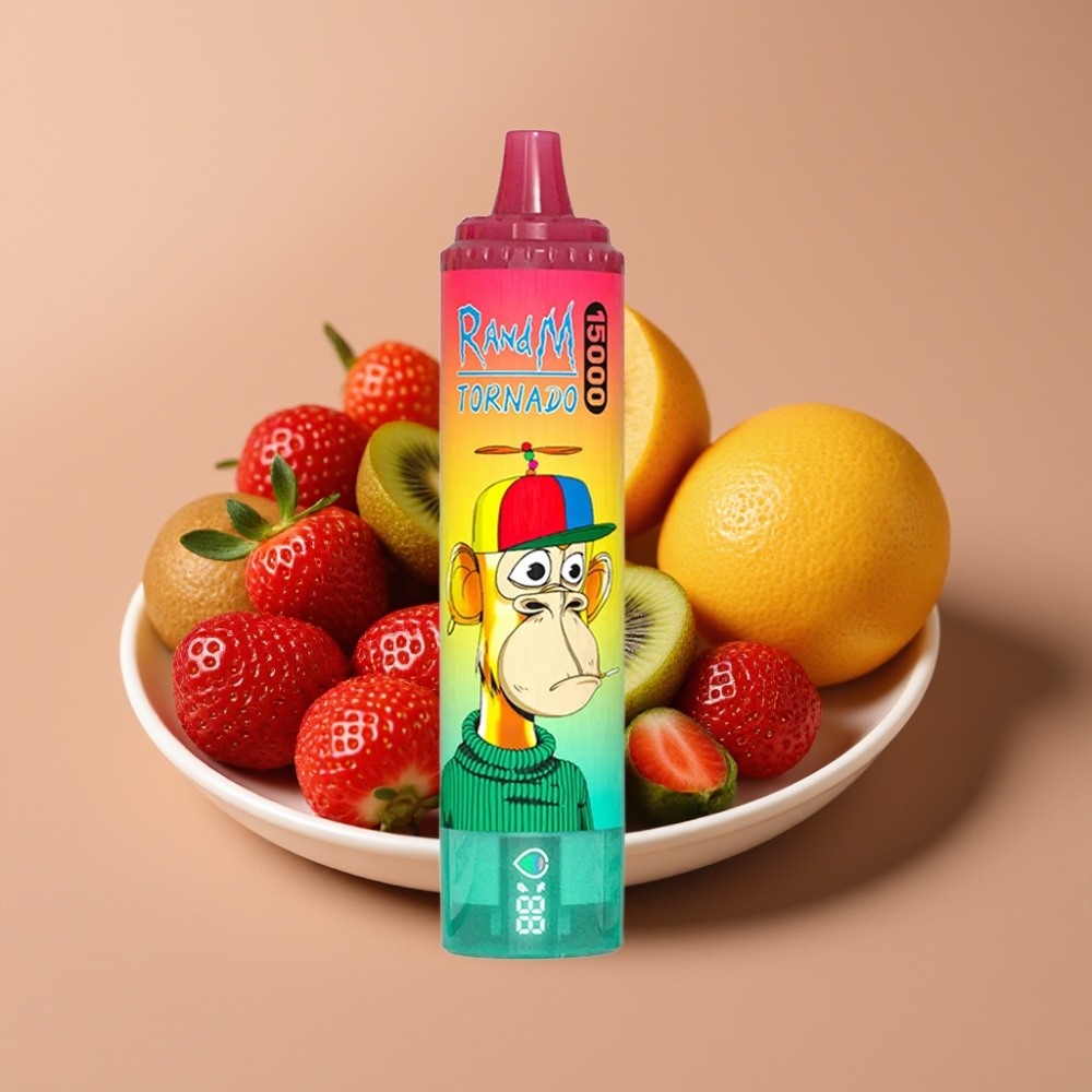 RandM Fumot Tornado 15000 Puff Disposable Fragola Kiwi Mesh LCD Ricaricabile USB-C