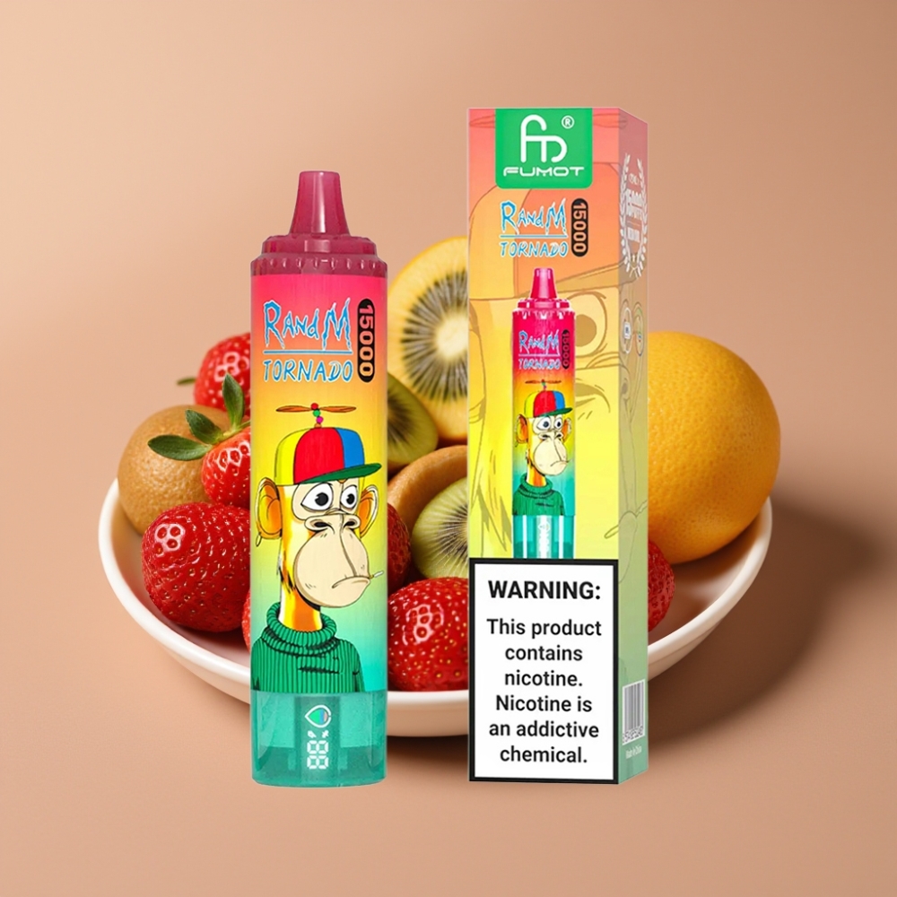 RandM Fumot Tornado 15000 Puff Disposable Fragola Kiwi Mesh LCD Ricaricabile USB-C