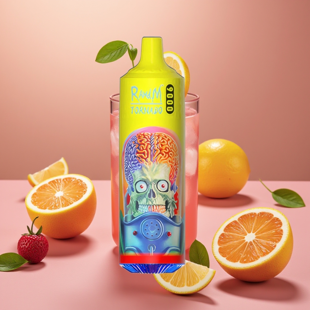 RandM Fumot Tornado 9000 Puff Display RGB E-Liquid 18mL Aromatizzato Limonata Rosa Mesh