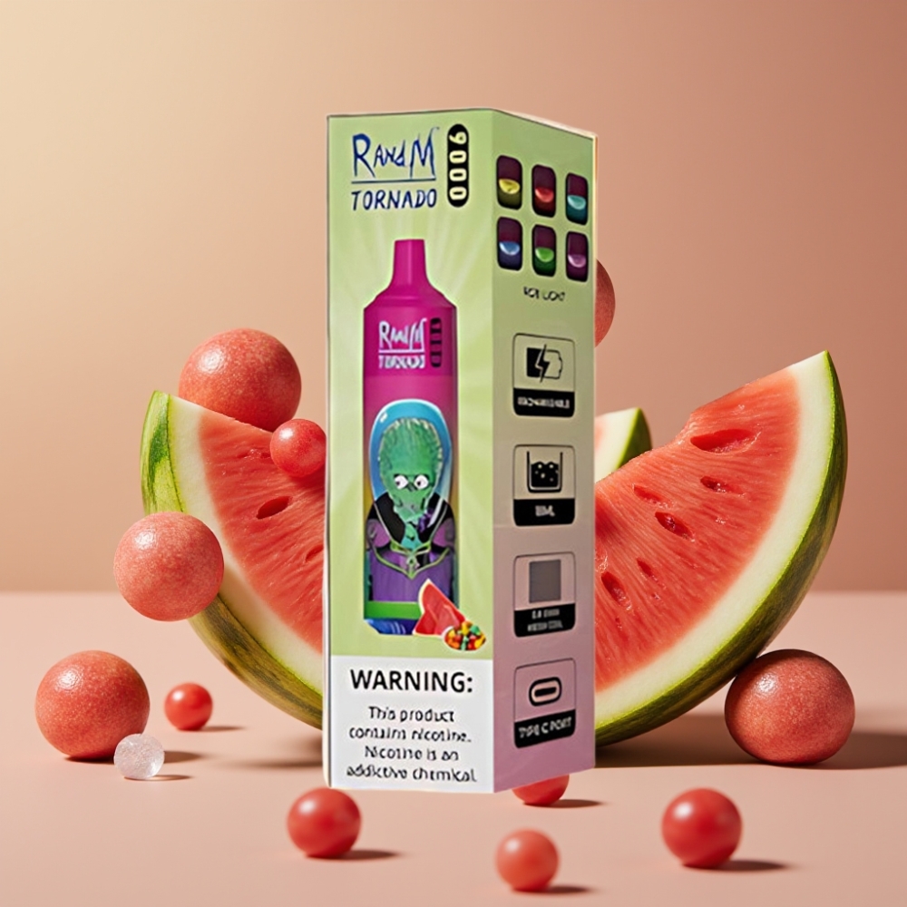 RandM Fumot Tornado 9000 Puff Gommosa Anguria Display RGB Ricaricabile
