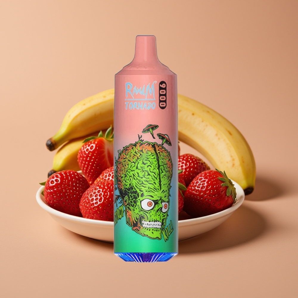 RandM Fumot Tornado 9000 Puff Ricaricabile 850mAh Fragola Banana Mesh RGB