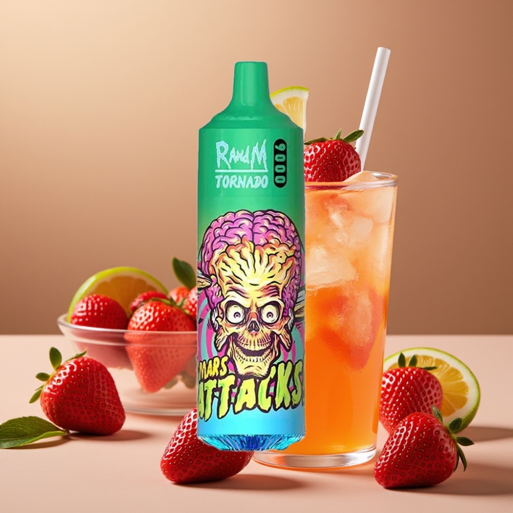RandM Tornado 9000 Puff Ricaricabile 850 mAh 18 mL Mesh Coil Limone e Fragola