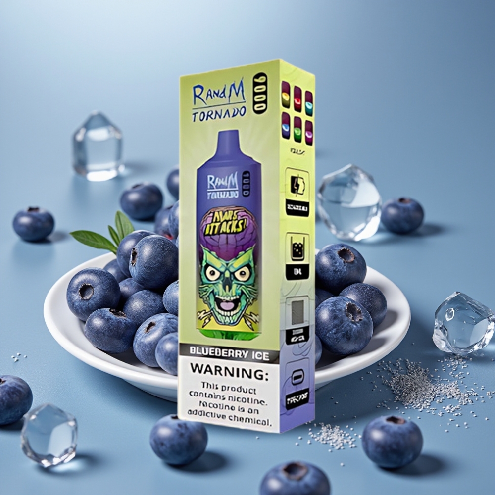 RandM Tornado 9000 Puff Ricaricabile 850 mAh Mirtillo Ghiaccio Mesh 18mL RGB