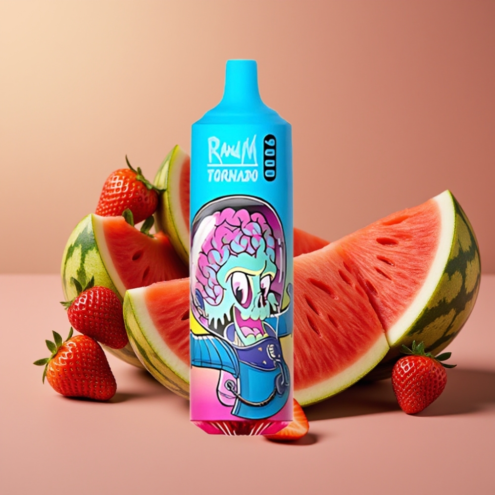 RandM Tornado 9000 Puffs Ricaricabile 850mAh 18mL Fragola Anguria Mesh RGB