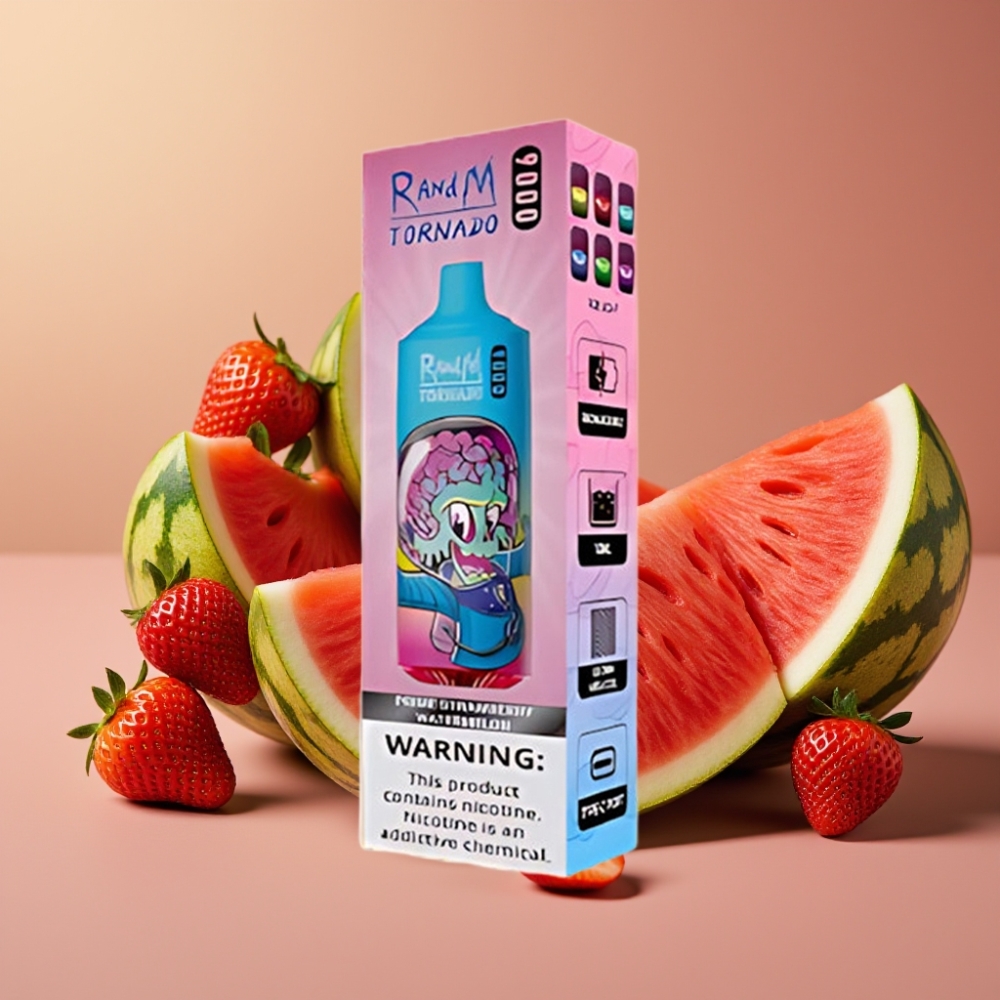 RandM Tornado 9000 Puffs Ricaricabile 850mAh 18mL Fragola Anguria Mesh RGB
