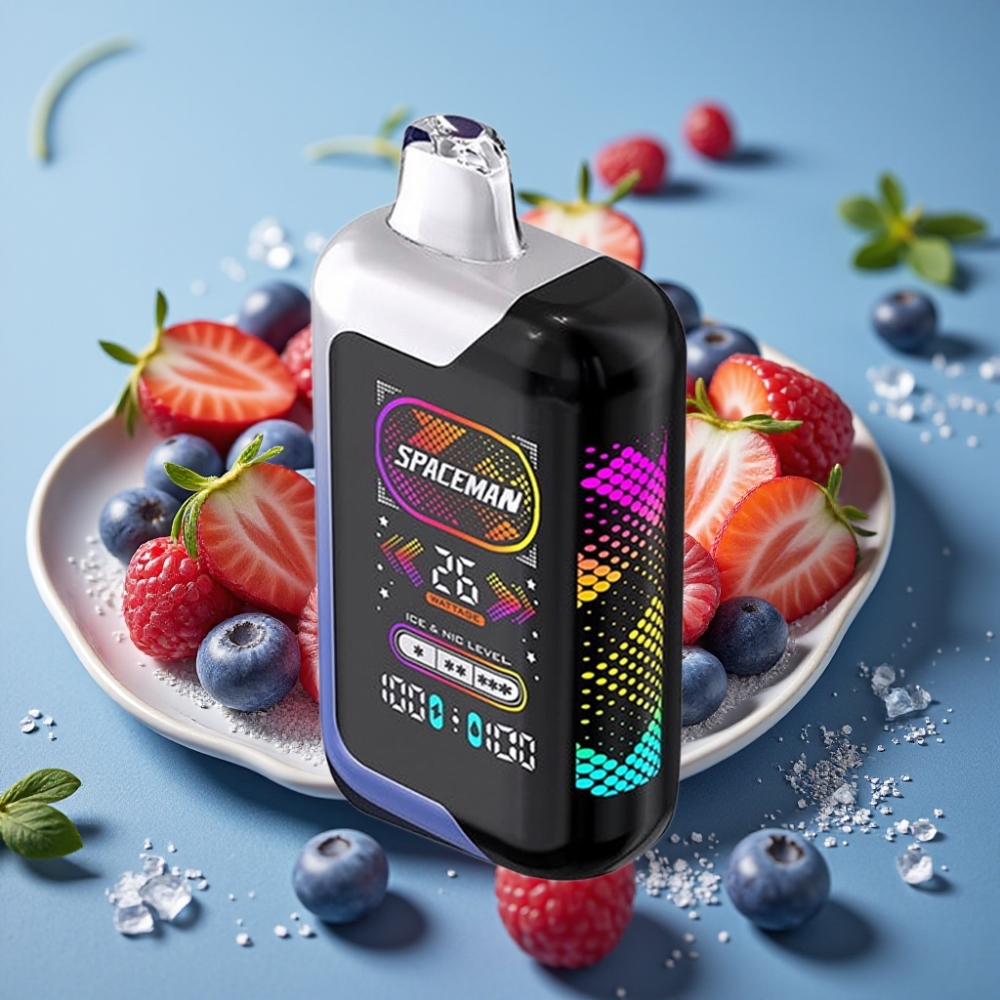 SMOK SPACEMAN SP40000 Zero Nic 20ml 40000 Tiri Ricaricabile con Schermo LED e Luci Arcobaleno - Ghiaccio Mirtillo Blu