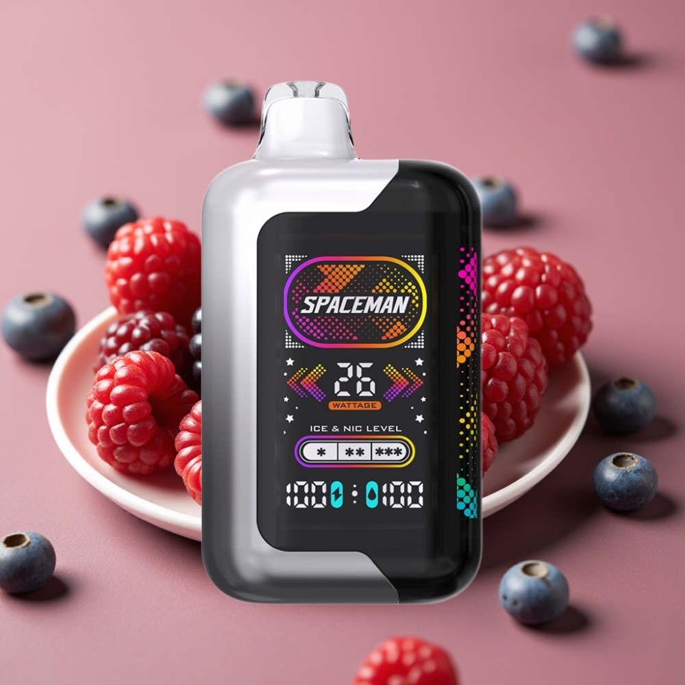 SMOK Spaceman SP40000 Zero Nic Disposable 20ml 0 Nicotina 40000 Puff Ricaricabile Schermo LED 228 Mirtillo Lampone