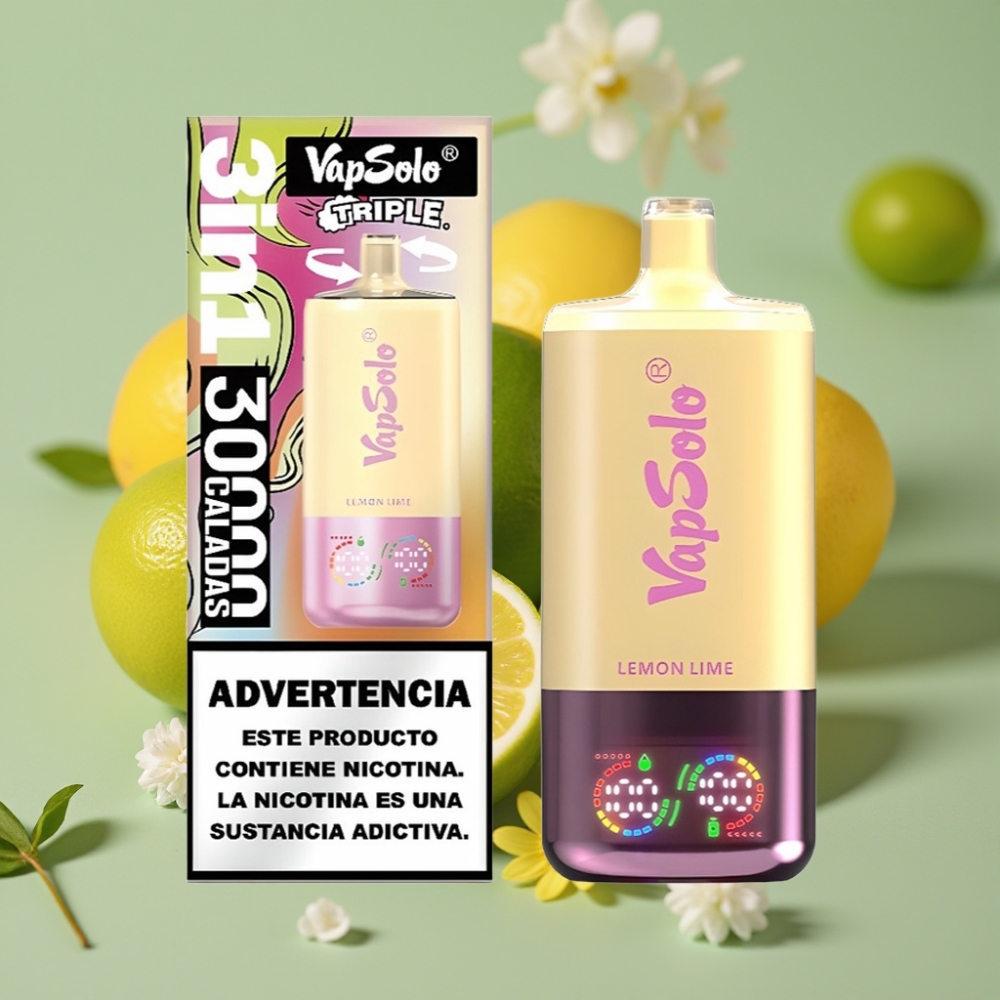 VapSolo Triple 30000 Puff Disposable Vape Limone Lime 40ml Tipo-C distributor Italy