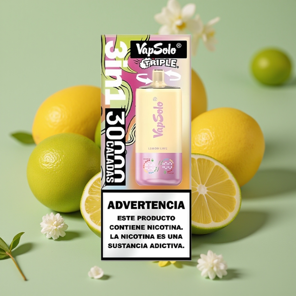 VapSolo Triple 30000 Puff Disposable Vape Limone Lime 40ml Tipo-C distributor Italy