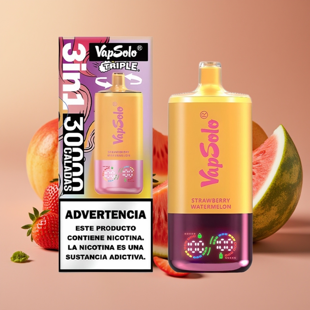VapSolo Triple 30000 Puff Fragola Anguria  Limone Pesca Dispositivo Monouso