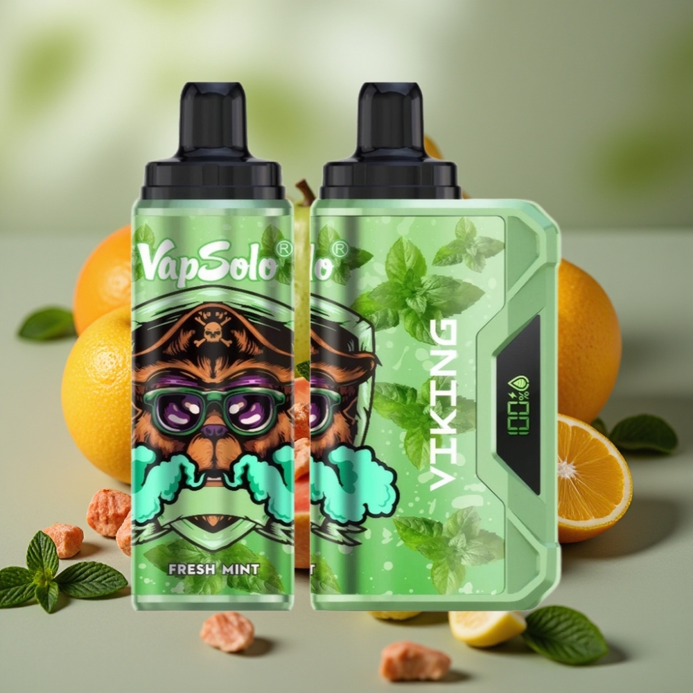 VapSolo VIKING 12000 Puff Menta Fresca Vape Monouso Display LED Tipo-C