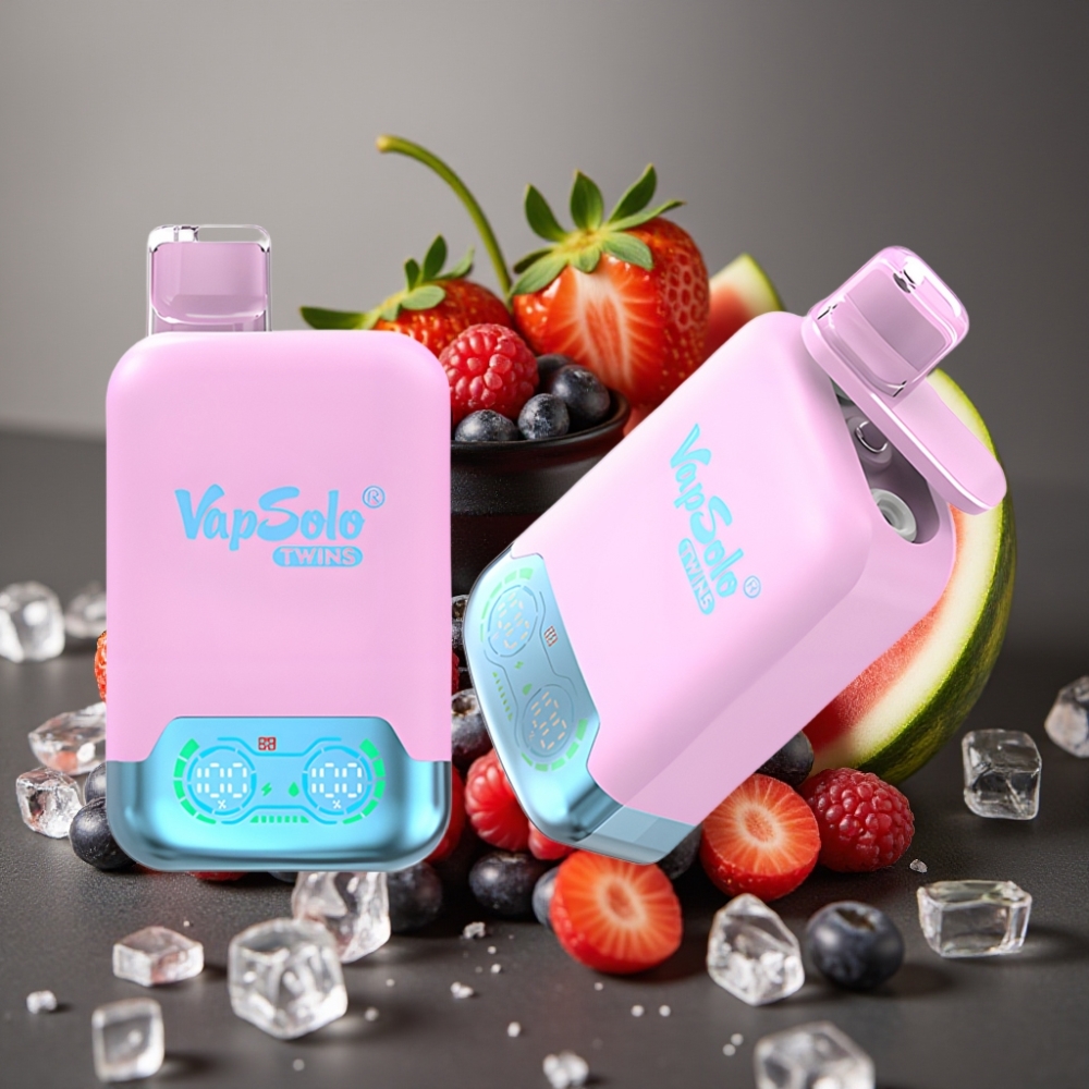 Vapsolo Twins 20000 Puff Ghiaccio Nero Frutto del Drago Fragola  Lampone Anguria 40ml 50mg