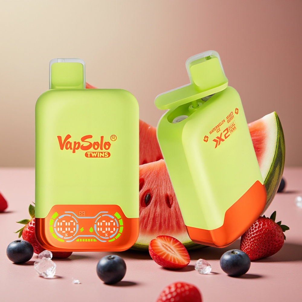 Vapsolo Twins 20000 Puff Sigaretta Elettronica Monouso Anguria Ghiacciata & Frutti di Bosco, 40ml